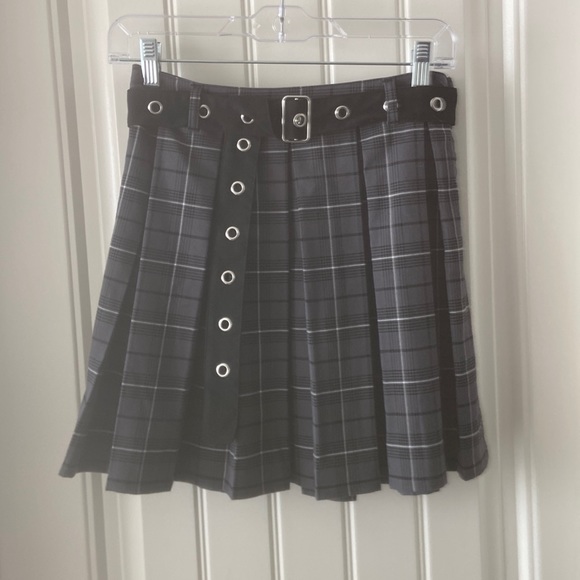 Black Plaid Skirt - Picture 1 of 5